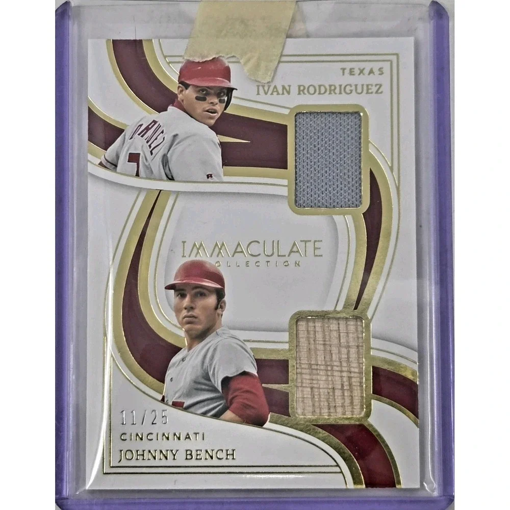 2023 Panini Immaculate -  Ivan Rodriguez & Johnny Bench Relics #/25 DLM-RB